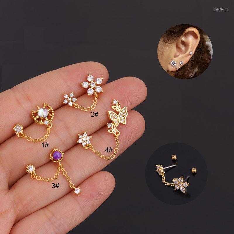 Stud Earrings 1 PCS Double Bar Ear Piercing Cartilage Earring Trendy Cute Butterfly Flower Shape Micro Pave CZ Chain Two Hole Cuff
Stud Earrings 1 PCS Double Bar Ear Piercing Cartilage Earring Trendy Cute Butterfly Flower Shape Micro Pave CZ Chain Two Hole Cuff
