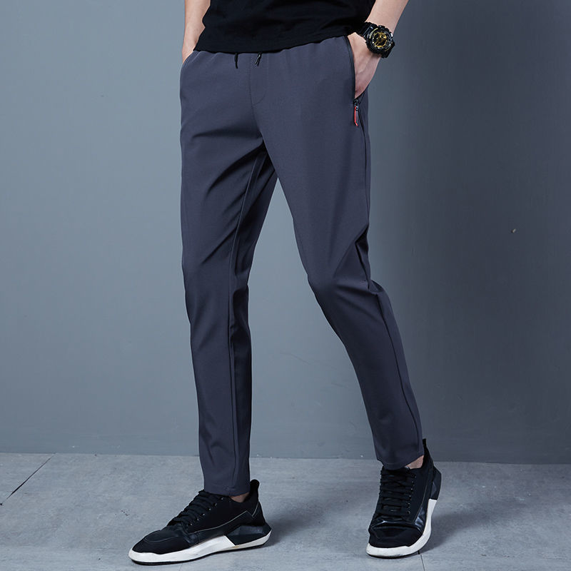 Men's Pants Summer Men's Casual Pants Ice Silk Thin Sports Pants Men's Elastic Straight Trousers Breathable Quick-drying Pants 230420