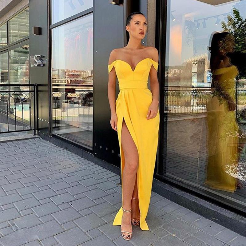 Party Dresses 2023 Arrival Yellow Off Shoulder High Split Evening Dress Long Gown, Silver
Party Dresses 2023 Arrival Yellow Off Shoulder High Split Evening Dress Long Gown, Silver