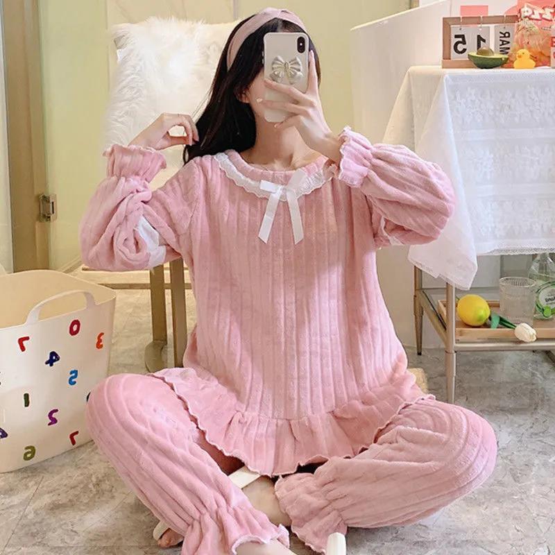 Women's Two Piece Pants Women Coral Fleece Pajamas Autumn Winter Flannel Homewear Suit Pullover Top Harem Casual Female Trousers Set, Green
Women's Two Piece Pants Women Coral Fleece Pajamas Autumn Winter Flannel Homewear Suit Pullover Top Harem Casual Female Trousers Set, Green