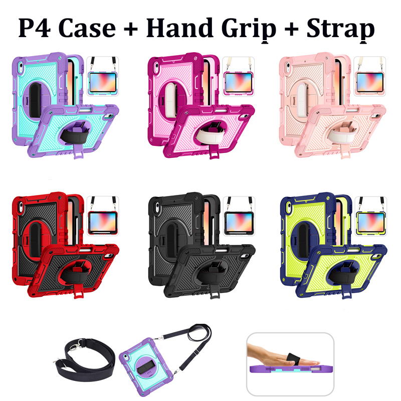 Hybrid Shockproof Robot Heavy Duty Case Rugged Handle Grip Stand Strap For iPad Mini 5 6 10th 10.9 Pro Air 11 A16 2025 10.2 Samsung Tab A8 A9 A11 Plus
