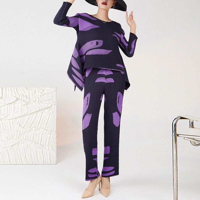 Women's Two Piece Pants Women Irregular Tops Long Spring Full Sleeves Black COLOR Floral Print Shirring Folds Clothes 2 Pieces
Women's Two Piece Pants Women Irregular Tops Long Spring Full Sleeves Black COLOR Floral Print Shirring Folds Clothes 2 Pieces