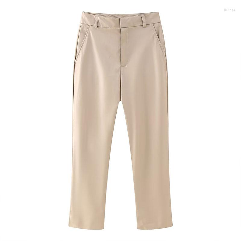 Women's Pants ZATRHMBM Women 2023 Fashion Faux Leather Straight Vintage Side Pockets Zipper High Waist Female Trousers Mujer, Khaki
Women's Pants ZATRHMBM Women 2023 Fashion Faux Leather Straight Vintage Side Pockets Zipper High Waist Female Trousers Mujer, Khaki