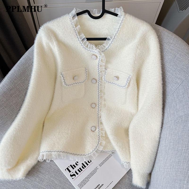 Sweaters KOREAN FASHION RUFFLES CASHMERE CARDIGAN WOMEN KAWAII SWEET CREW NECK SHORT SWEATER COAT ELEGANT LOOSE LONG SLEEVE KNITTED TOPS, Black
Sweaters KOREAN FASHION RUFFLES CASHMERE CARDIGAN WOMEN KAWAII SWEET CREW NECK SHORT SWEATER COAT ELEGANT LOOSE LONG SLEEVE KNITTED TOPS, Black