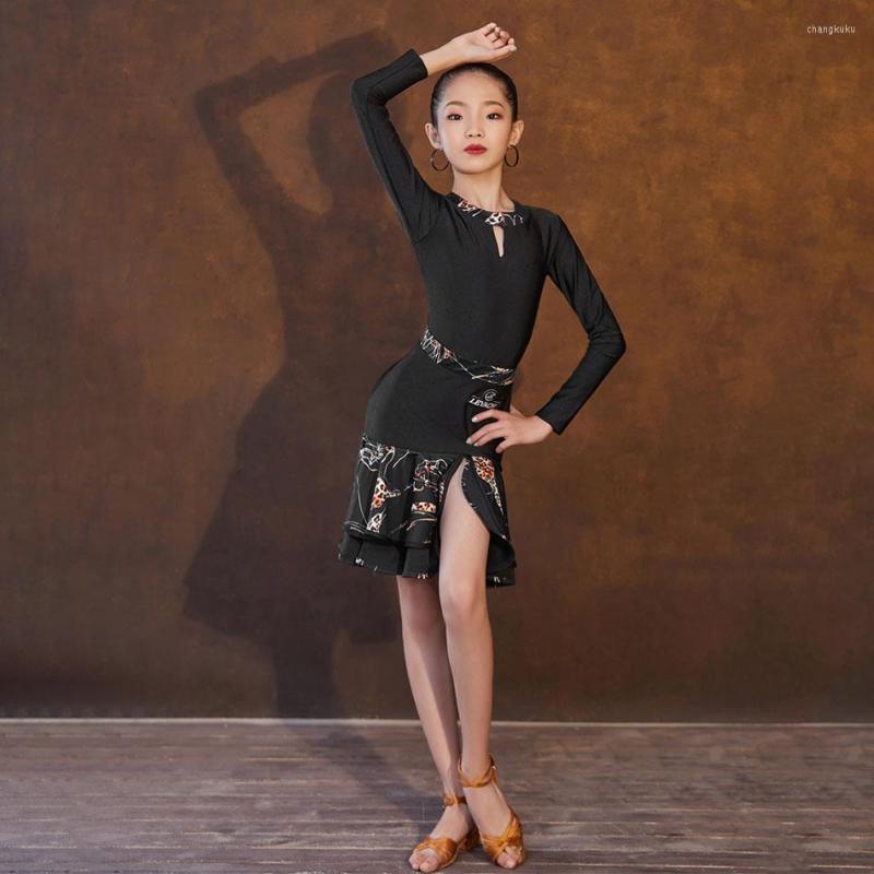 Stage Wear Latin Dance Dress For Girls Black Leopard Patchwork Dancing Skirt Long Sleeve Spring Children Samba Rumba Costume 6727, 001
Stage Wear Latin Dance Dress For Girls Black Leopard Patchwork Dancing Skirt Long Sleeve Spring Children Samba Rumba Costume 6727, 001