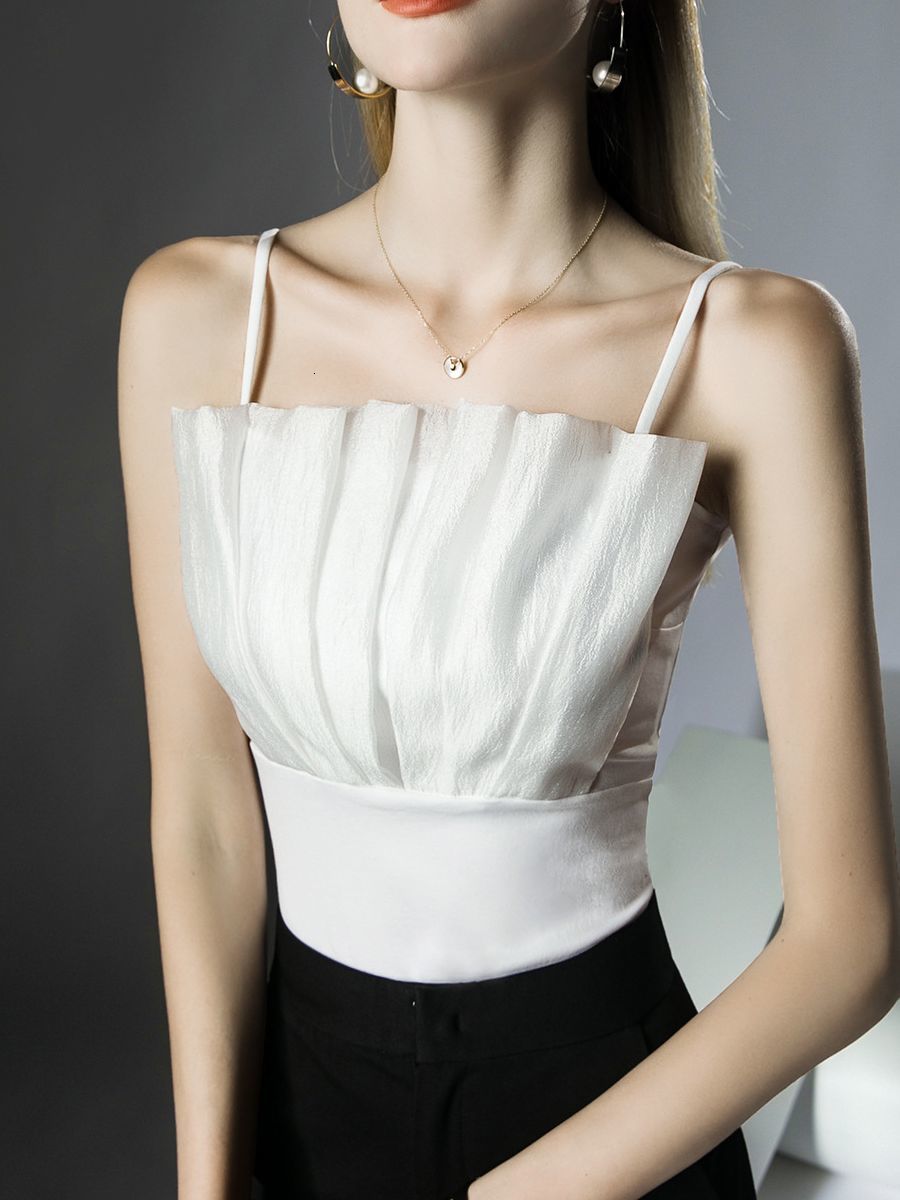 Camisoles Tanks Girls Elegant Camisole Tops Women's Pleated Tube Top Short Tanks Female Folds Stretchy Fashion Camis 230420, White
Camisoles Tanks Girls Elegant Camisole Tops Women's Pleated Tube Top Short Tanks Female Folds Stretchy Fashion Camis 230420, White