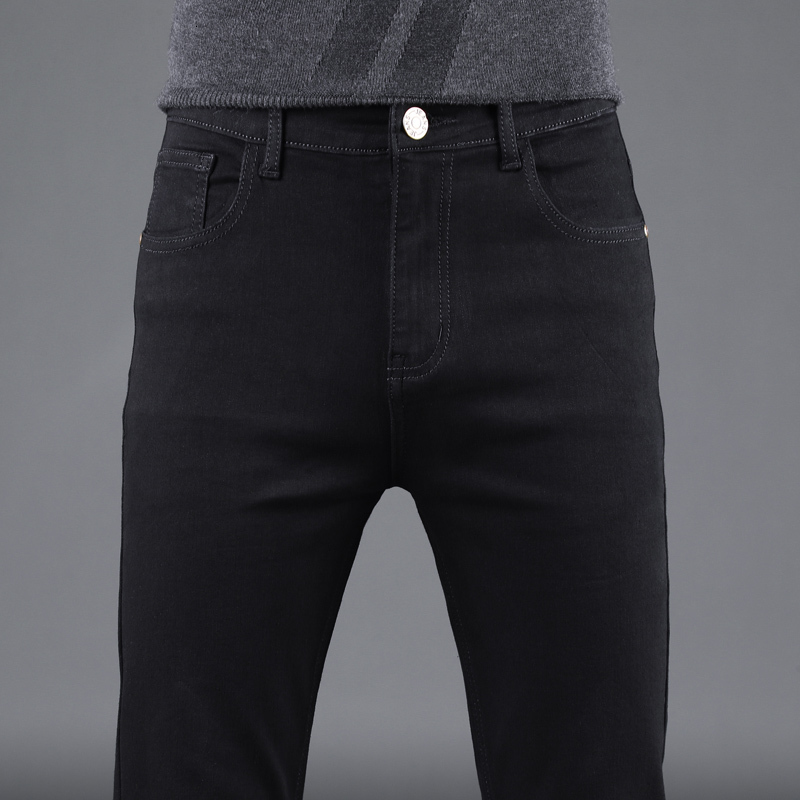 Mens Jeans Cotton Denim Pants Business Casual Elasticity Oversized Classic Style Trousers Clothing Male Black Blue 230420