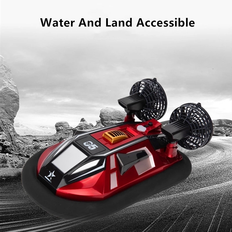 Electric/RC Boats Dual Motor Amphibous Remote Control Hovercraft 20KM/H 2.4G Anti-Collision Fuselage 2-Way Navigation Waterproof RC Boat Water toy 230