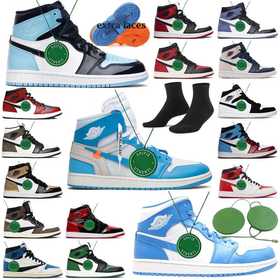 Basketball Shoes Sneakers Retro Unc Sneaker Dark Mocha Bred Patent Chicago Royal University Blue Fearless Diamond Air Jumpman 1 Men Og