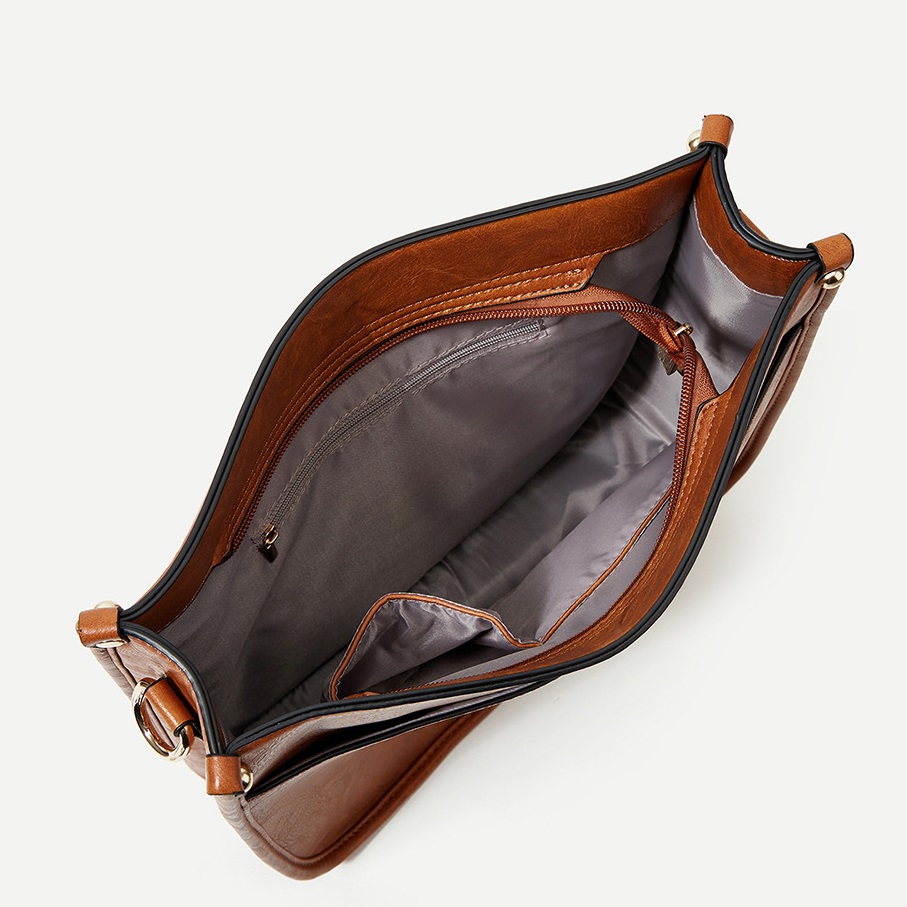 Versatile shoulder bag with fashionable crossbody leopard print shoulder strap design PU solid color women's bag