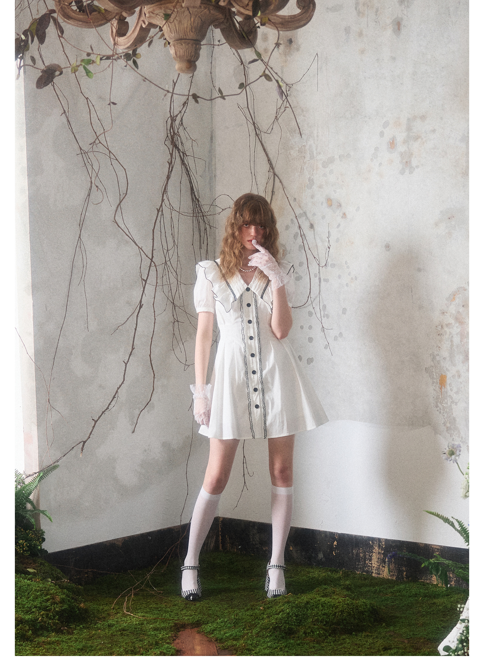 Casual Dresses MOLAN Ruffles Woman Beige Dress Cute Summer Sailor Neck Short Sleeve Sweet Fashion Female Korean Vintage Chic Vestido 230420