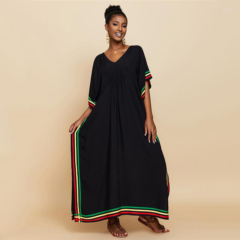 Women's Swimwear Black Plus Size Casual Kaftan Vintage V-neck Long Sleeve Summer Maxi Dress Woman's Beachwear Swimsuit Cover Up
Women's Swimwear Black Plus Size Casual Kaftan Vintage V-neck Long Sleeve Summer Maxi Dress Woman's Beachwear Swimsuit Cover Up