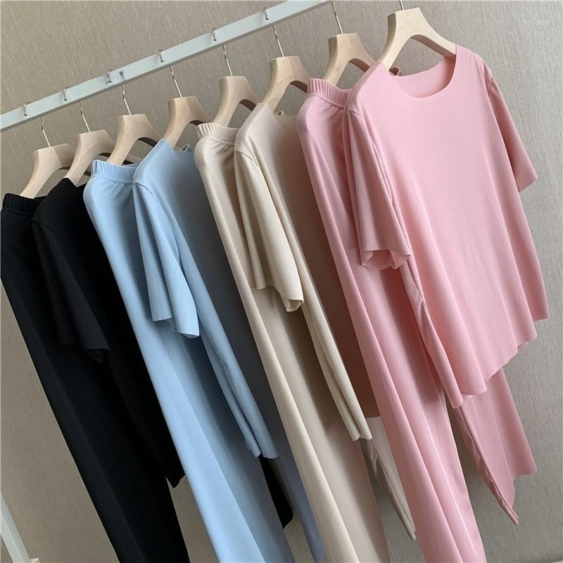 Women's Sleepwear Loose Pajamas For Women Solid Short Sleeve Tshirt Wide Leg Pants Loungewear Clothing Home Wear, Black
Women's Sleepwear Loose Pajamas For Women Solid Short Sleeve Tshirt Wide Leg Pants Loungewear Clothing Home Wear, Black