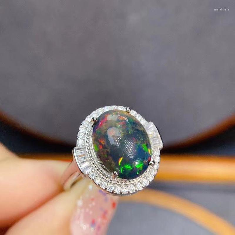 Cluster Rings Multi-color Black Opal Ring Natural Gemstone Oval 10 12mm 925 Sterling Silver Simple Style Fashion Jewelry
Cluster Rings Multi-color Black Opal Ring Natural Gemstone Oval 10 12mm 925 Sterling Silver Simple Style Fashion Jewelry