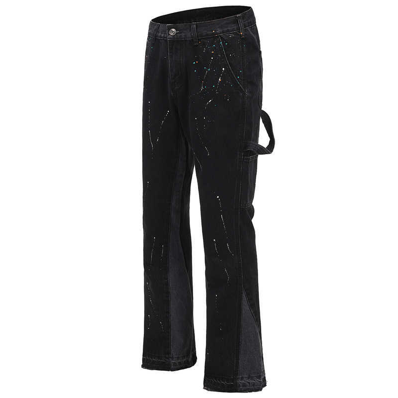 Designer Clothing Denim Pants Galleryes Depts Same High Street Splash Flared Pants Men's Trend brand Knaye Loose Wide Leg Jeans Distressed Ripped Hip hop Trousers, Black
Designer Clothing Denim Pants Galleryes Depts Same High Street Splash Flared Pants Men's Trend brand Knaye Loose Wide Leg Jeans Distressed Ripped Hip hop Trousers, Black