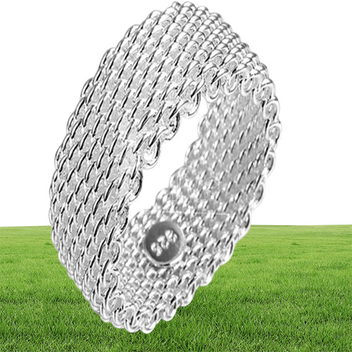 New European and American Ring Fashion Silver Plated Mesh Weaving Silver Jewelry Whole