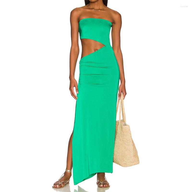 Casual Dresses Women Chest Wrapping Strapless Dress Gradient Solid Color Floral Print Woman Cut Out Waist Long High Split, Green
Casual Dresses Women Chest Wrapping Strapless Dress Gradient Solid Color Floral Print Woman Cut Out Waist Long High Split, Green