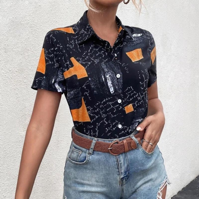 Women's Blouses Graphic T Shirts For Ladies 2023 Women'S Summer Fashion Printing Lapel Cardigan Casual Short Sleeve V Neck Tee Shirt
Women's Blouses Graphic T Shirts For Ladies 2023 Women'S Summer Fashion Printing Lapel Cardigan Casual Short Sleeve V Neck Tee Shirt