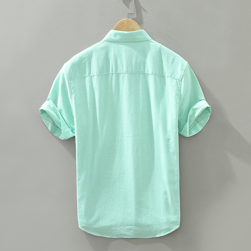 Men's Casual Shirts Summer New Short Sleeve Shirt for Men Pure Cotton Turn-down Collar Button Down Shirts Male Solid Casual Korean Clothes 230420