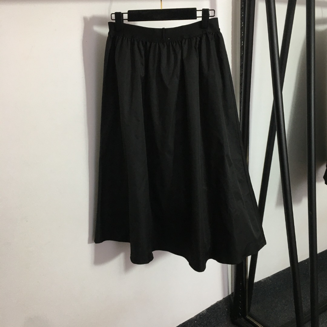 Skirts Summer Women's Cotton Halfskirt Letter Ribbon Panel Zip Pocket Swing Dress Fashion Versatile 16515457820 230420