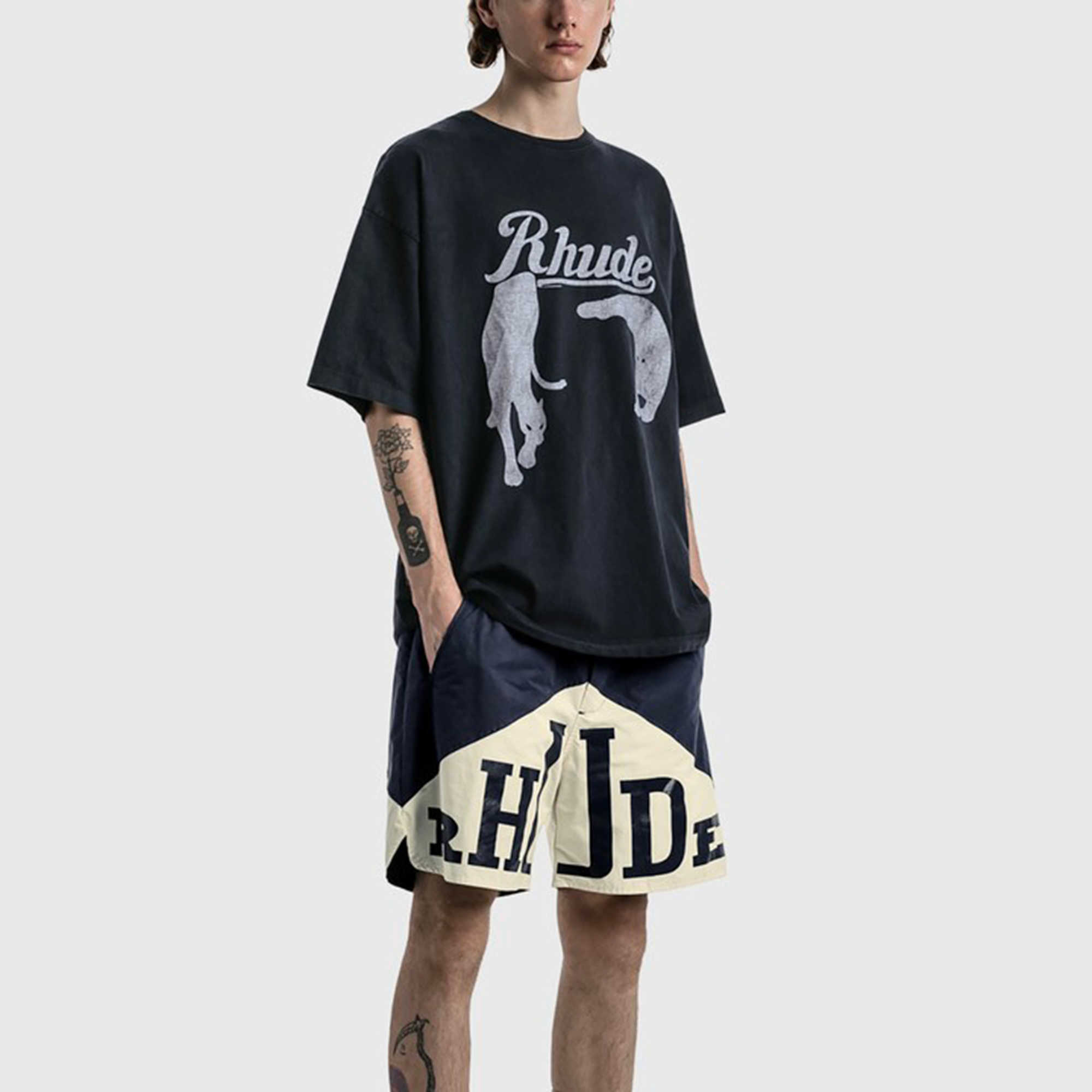 Designer Fashion Clothing Tees Hip hop TShirts Rhude Night Cat Print T-shirt Men's Women's Pure Cotton Spring summer Washed High Street Trend Brand Large Loose, Black
Designer Fashion Clothing Tees Hip hop TShirts Rhude Night Cat Print T-shirt Men's Women's Pure Cotton Spring summer Washed High Street Trend Brand Large Loose, Black
