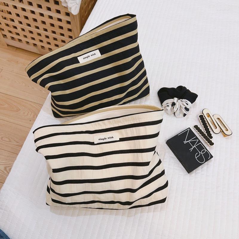 Cosmetic Bags Woman Stripe Bag Cotton Canvas Female Travel Zipper Makeup Pouch Sanitary Pads, Beige
Cosmetic Bags Woman Stripe Bag Cotton Canvas Female Travel Zipper Makeup Pouch Sanitary Pads, Beige