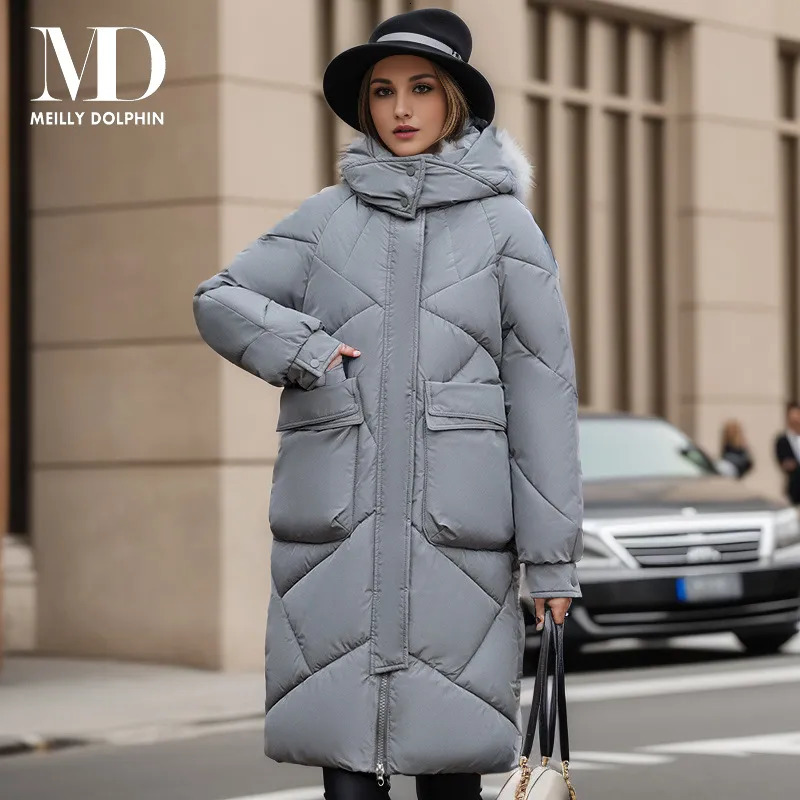 Women's Down Parkas MEILLY DOLPHIN 2023 Snow Wear Winter Coat for Women Down Jacket Warm Casual Loose Hooded Winter Women Jacket Long Parkas 2311