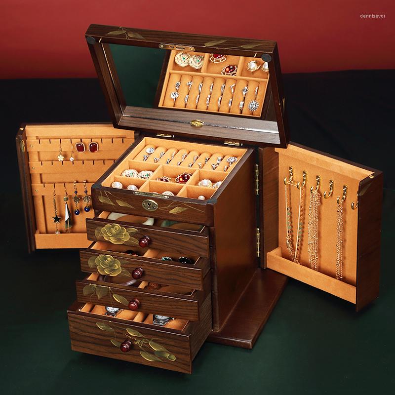 Jewelry Pouches Solid Wood Vintage Boxes Luxury Big Size Necklace Earings Ring Watch Bracelet Storage Box Organizer Display Girls Gift
Jewelry Pouches Solid Wood Vintage Boxes Luxury Big Size Necklace Earings Ring Watch Bracelet Storage Box Organizer Display Girls Gift
