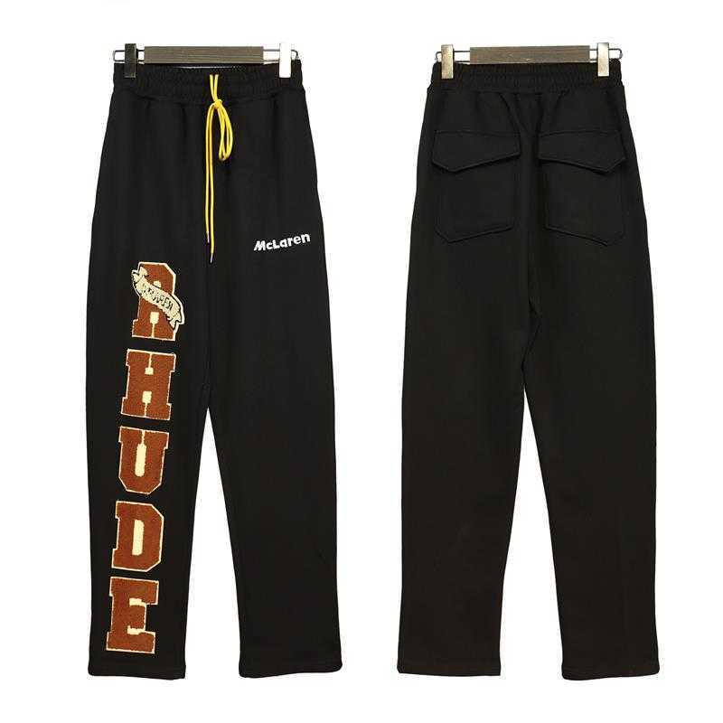 Designer Clothing Pant RHUDE Spring Summer New Men's Trendy Loose Zhangzi Patch Decoration Black Casual Small Straight Pants Streetwear Jogger Sweatpants 
Designer Clothing Pant RHUDE Spring Summer New Men's Trendy Loose Zhangzi Patch Decoration Black Casual Small Straight Pants Streetwear Jogger Sweatpants