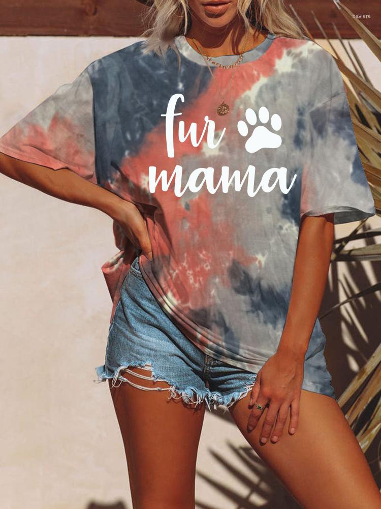 Women's T Shirts Harajuku Tie-dye T-shirts Women Short Sleeveless Summer Mama Shirt Casual Streetwear Graphic Tees Female Mother Tops