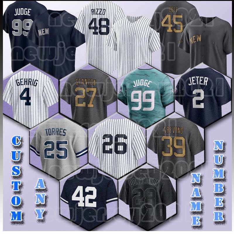 99 Aaron Judge 2 Derek Jeter Baseball Jersey Gerrit Cole Carlos Rodon Josh Donaldson Giancarlo Stanton Gleyber Torres DJ LeMahieu Anthony Rizzo Aaron Hicks Pereira