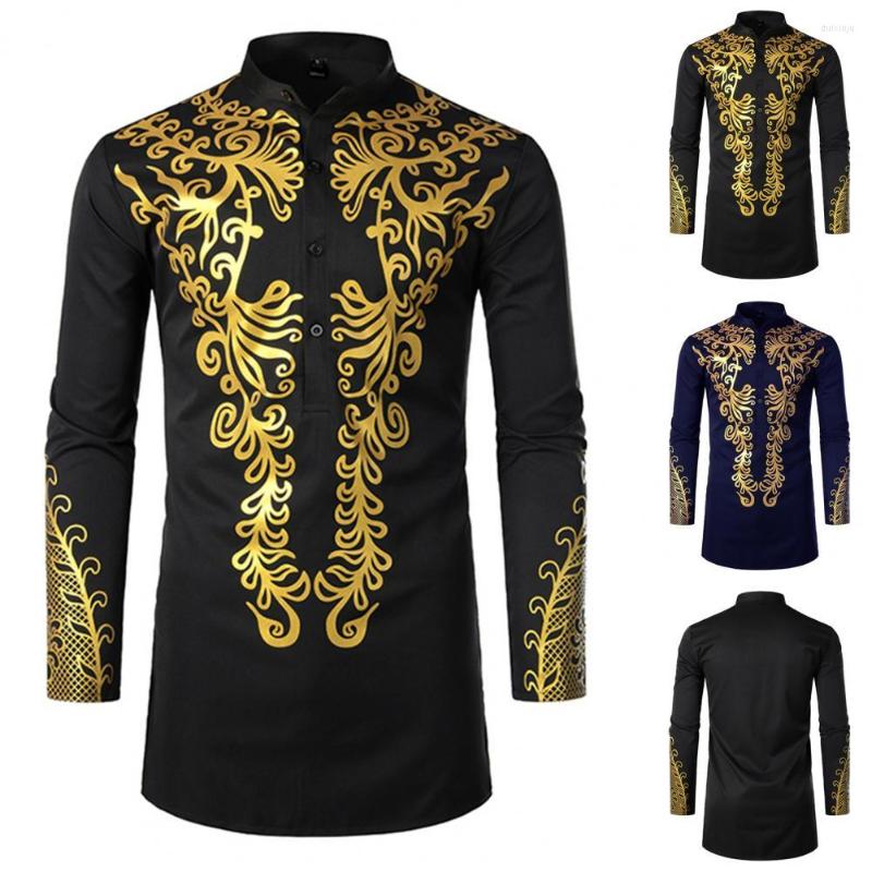 Men' Casual Shirts Men Shirt Bronzing Printed Long Top Retro Stand Collar Sleeve 3D Cutting Single Breasted Male, Black
Men' Casual Shirts Men Shirt Bronzing Printed Long Top Retro Stand Collar Sleeve 3D Cutting Single Breasted Male, Black