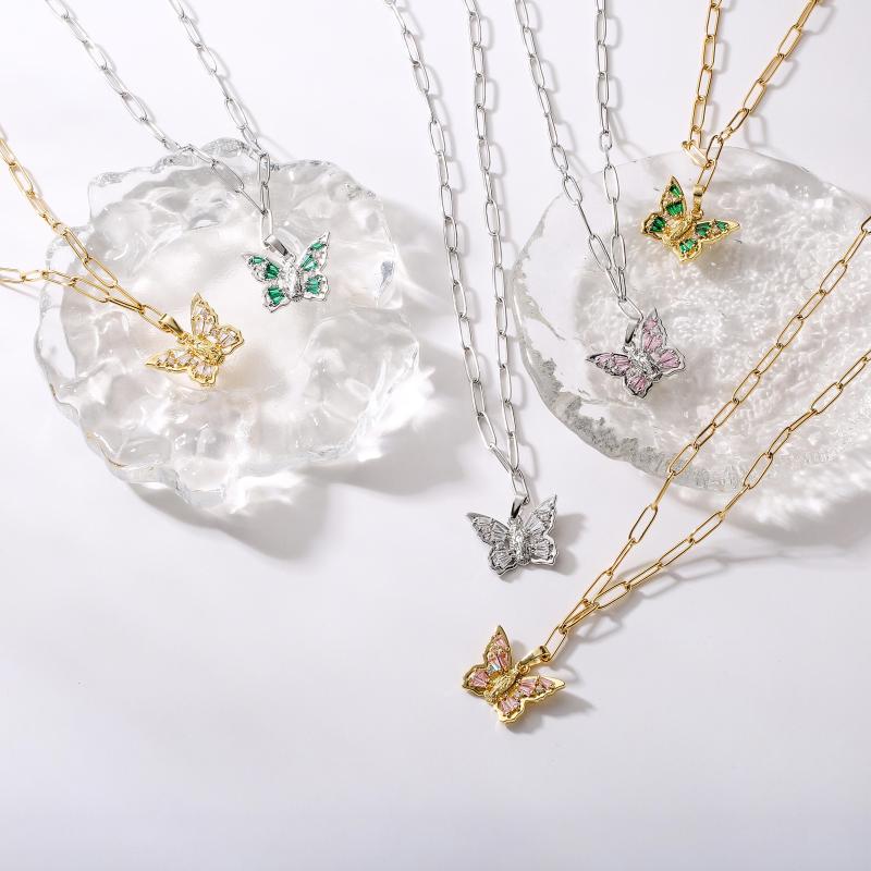 Chains HECHENG Luxury Necklace For Women Butterfly Shiny Double Chain Clavicle Pendant Anniversary Gift Jewelry Necklaces
Chains HECHENG Luxury Necklace For Women Butterfly Shiny Double Chain Clavicle Pendant Anniversary Gift Jewelry Necklaces