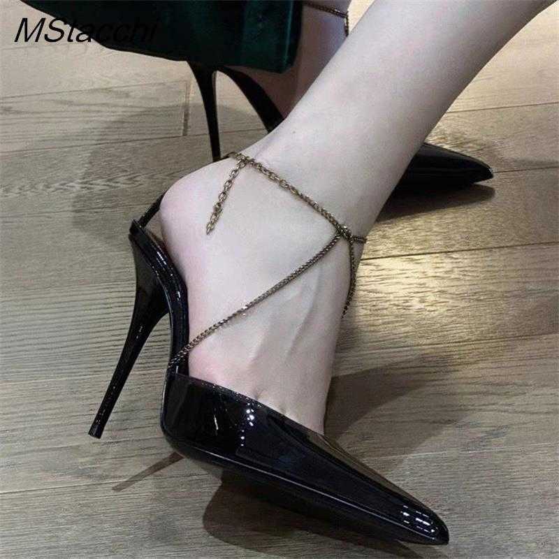 New Sandals Thin Chain Pumps Shoes Women's High Heeled Black Pointed Toe Heel Bright Leather Female Sexy Stiletto 230406
New Sandals Thin Chain Pumps Shoes Women's High Heeled Black Pointed Toe Heel Bright Leather Female Sexy Stiletto 230406