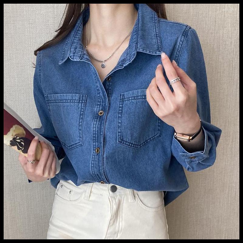 Women' Blouses Spring Autumn Vintage Denim Loose Casual Single Breasted Blouse Femme Korean Style All-match Shirt Women Elegant Cardigan, Blue
Women' Blouses Spring Autumn Vintage Denim Loose Casual Single Breasted Blouse Femme Korean Style All-match Shirt Women Elegant Cardigan, Blue
