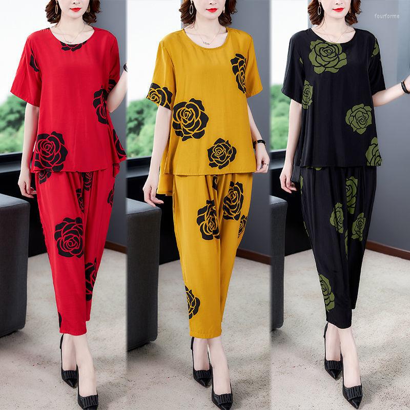 Women's Two Piece Pants 2023 Summer Women Fashion Elegant Printing Suit Short Sleeve Top High-waist Loose Harlan Pieces Set -4XL Y687, Huang 1
Women's Two Piece Pants 2023 Summer Women Fashion Elegant Printing Suit Short Sleeve Top High-waist Loose Harlan Pieces Set -4XL Y687, Huang 1