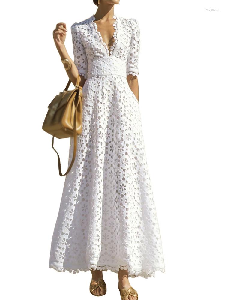 Ethnic Clothing French Elegant White Maxi Dress For Women V Neck Half Sleeve Vestidos Hollow Out Slim Dresses 2023 Daily Party
Ethnic Clothing French Elegant White Maxi Dress For Women V Neck Half Sleeve Vestidos Hollow Out Slim Dresses 2023 Daily Party