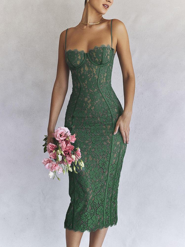 Casual Dresses Sexy Spaghetti Strap Evening Elegant Lace Backless Bodycon Mid-Calf Vestidos Sheath Dinner Gown For Ladies Celebrity, Green
Casual Dresses Sexy Spaghetti Strap Evening Elegant Lace Backless Bodycon Mid-Calf Vestidos Sheath Dinner Gown For Ladies Celebrity, Green