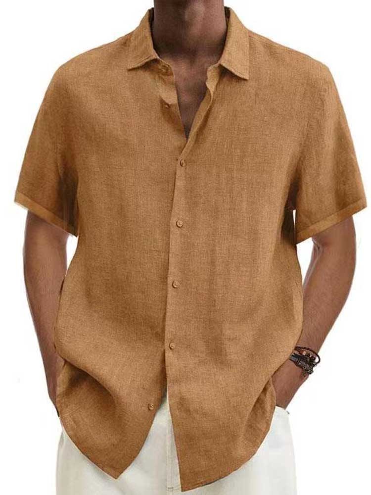 Men's Casual Shirts Cotton Linen Blouse Summer Men Turn Down Collar Short Sleeve Button Loose Tops Oversized S5XL SZEST22092 230420
