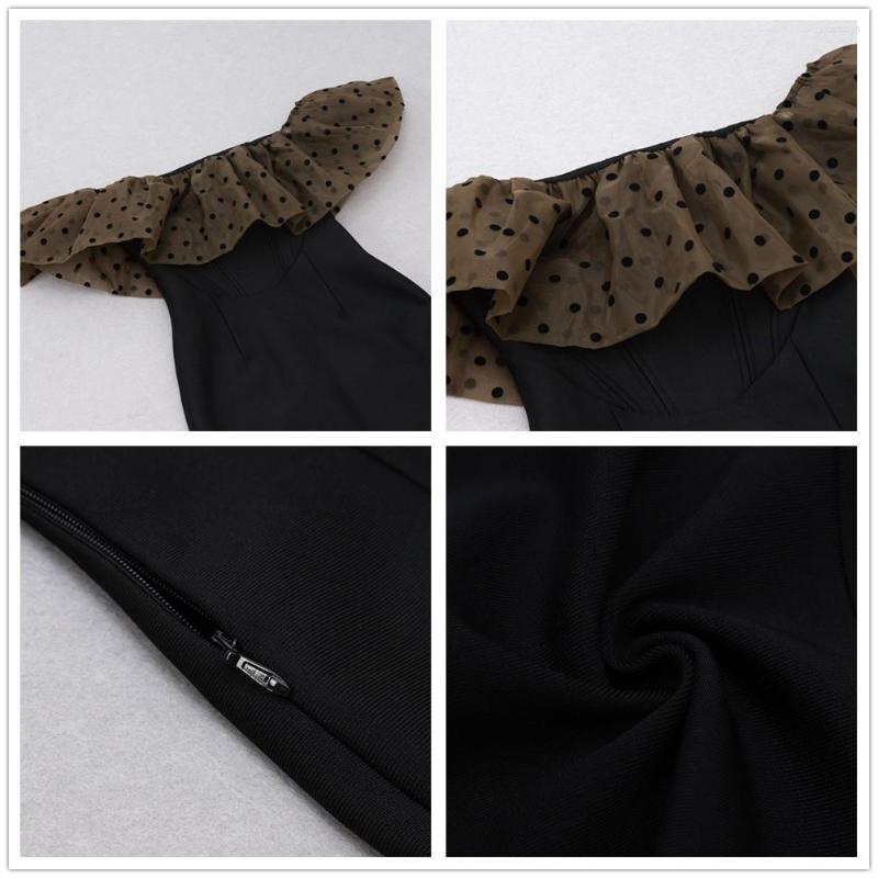 New Casual Dresses Elegant Bandages Dress Women Sexy Off Shoulder Ruffles Clothes 2024 Club Party Celebrity