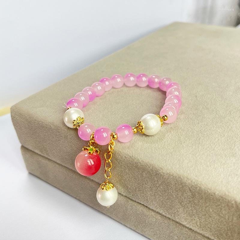Link Bracelets Cherry Powder Hand String Pearl Pendant Sweet And Cute Korean Bracelet Girl
Link Bracelets Cherry Powder Hand String Pearl Pendant Sweet And Cute Korean Bracelet Girl