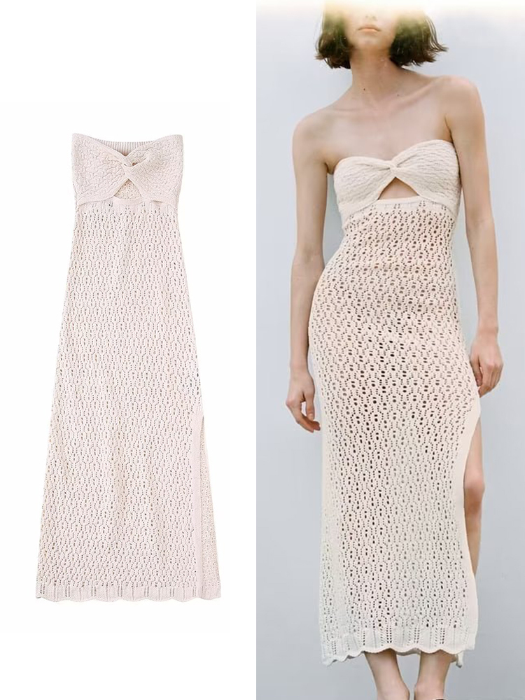 Casual Dresses TRAF Women Summer Knitted Jacquard Dress Hollow Out Aline Solid Dress Wrapped Chest Tight Side Split Ankle Beach Outwear 230420, Beige
Casual Dresses TRAF Women Summer Knitted Jacquard Dress Hollow Out Aline Solid Dress Wrapped Chest Tight Side Split Ankle Beach Outwear 230420, Beige