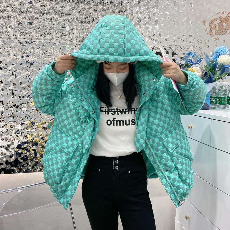 Parkas 2022 Korean Plaid Down Jacket For Womens Jacquard Thick Duck Down Zip Up Hooded Jacket For Winter Puffer Outwear, Blue
Parkas 2022 Korean Plaid Down Jacket For Womens Jacquard Thick Duck Down Zip Up Hooded Jacket For Winter Puffer Outwear, Blue