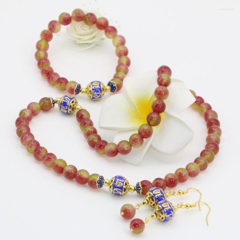 Necklace Earrings Set Elegant Women Jewelry 10 Style 8mm Natural Stone Chalcedony Jades Fashion Round Beads Bracelet B2676, Picture shown
Necklace Earrings Set Elegant Women Jewelry 10 Style 8mm Natural Stone Chalcedony Jades Fashion Round Beads Bracelet B2676, Picture shown