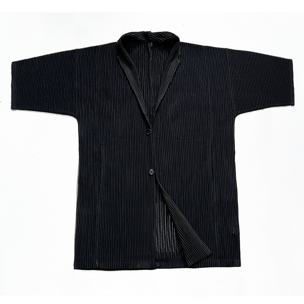 Men's Vests Miyake Pleated Mens Blazer 2023 Summer Breathable Sunscreen Coat Casual Business Japanese Style Mesh Jacket 230420