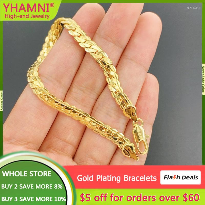 Link Bracelets YHAMNI Fashion Gold Color Stainless Steel Cuban Bracelet Men And Women Jewelry Wedding Accessories SH199
Link Bracelets YHAMNI Fashion Gold Color Stainless Steel Cuban Bracelet Men And Women Jewelry Wedding Accessories SH199