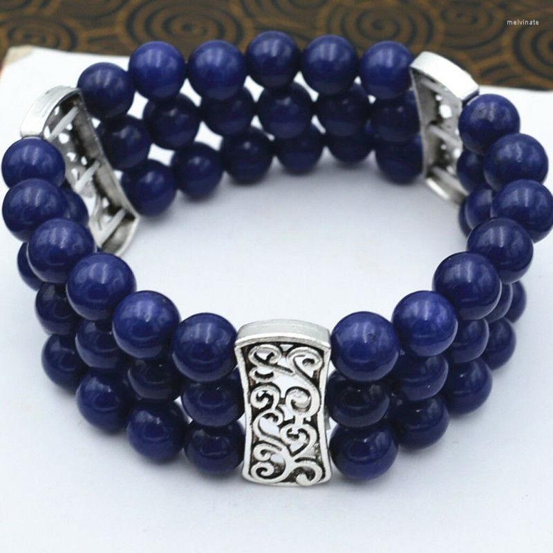 Strand Natural 3 Rows 8mm Blue Lapis Lazuli Beads Stretch Tibetan Silver Bracelet 7.5''
Strand Natural 3 Rows 8mm Blue Lapis Lazuli Beads Stretch Tibetan Silver Bracelet 7.5''
