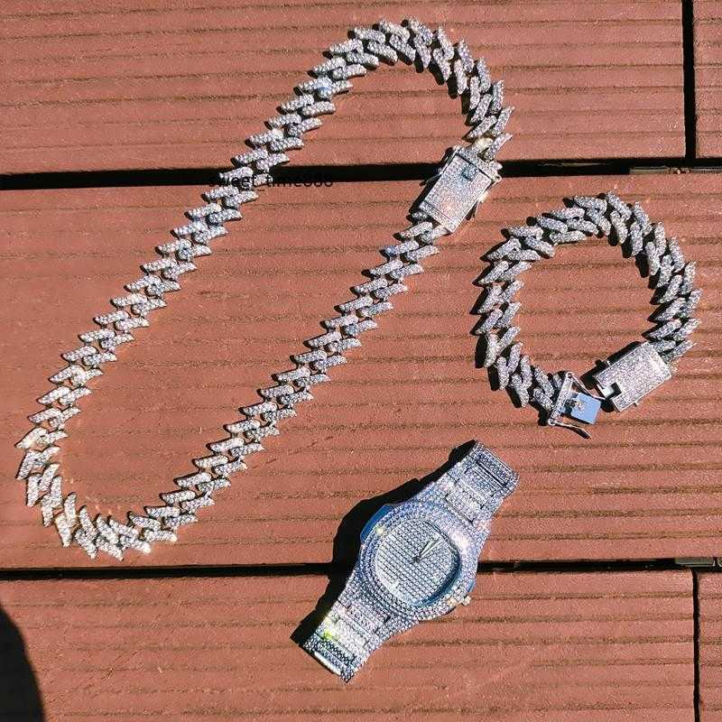 Chains 3pcs Kit Hip Hop Iced Out Full Bling Rhinestone Men's Thorns Prong Cuban Link Necklace Watch Bracelet For Men Women JewelryChains
Chains 3pcs Kit Hip Hop Iced Out Full Bling Rhinestone Men's Thorns Prong Cuban Link Necklace Watch Bracelet For Men Women JewelryChains