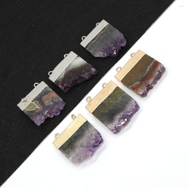 Pendant Necklaces Natural Stone Amethyst Irregular Double Hole 25-35mm Charm Jewelry DIY Necklace Stud Earrings Fashion Boutique Accessory 
Pendant Necklaces Natural Stone Amethyst Irregular Double Hole 25-35mm Charm Jewelry DIY Necklace Stud Earrings Fashion Boutique Accessory