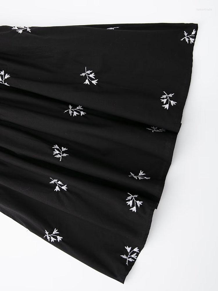 New Casual Dresses XEASY 2024 Women Summer Fashion Embroidered Sling Dress Thin Straps Open Back Side Zipper Female Mini